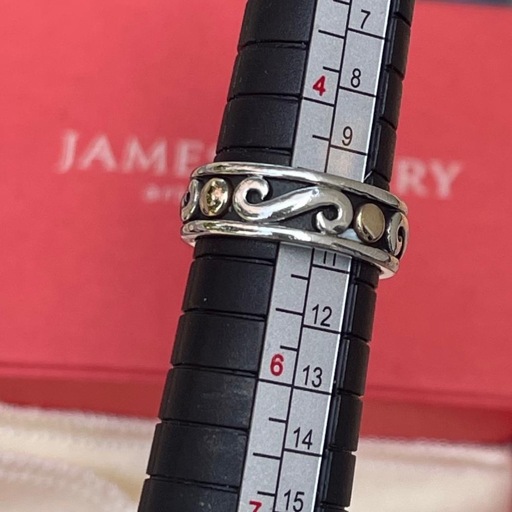 James Avery Retired 14k yellow gold dot sterling silver swirl ring - Picture 5 of 5